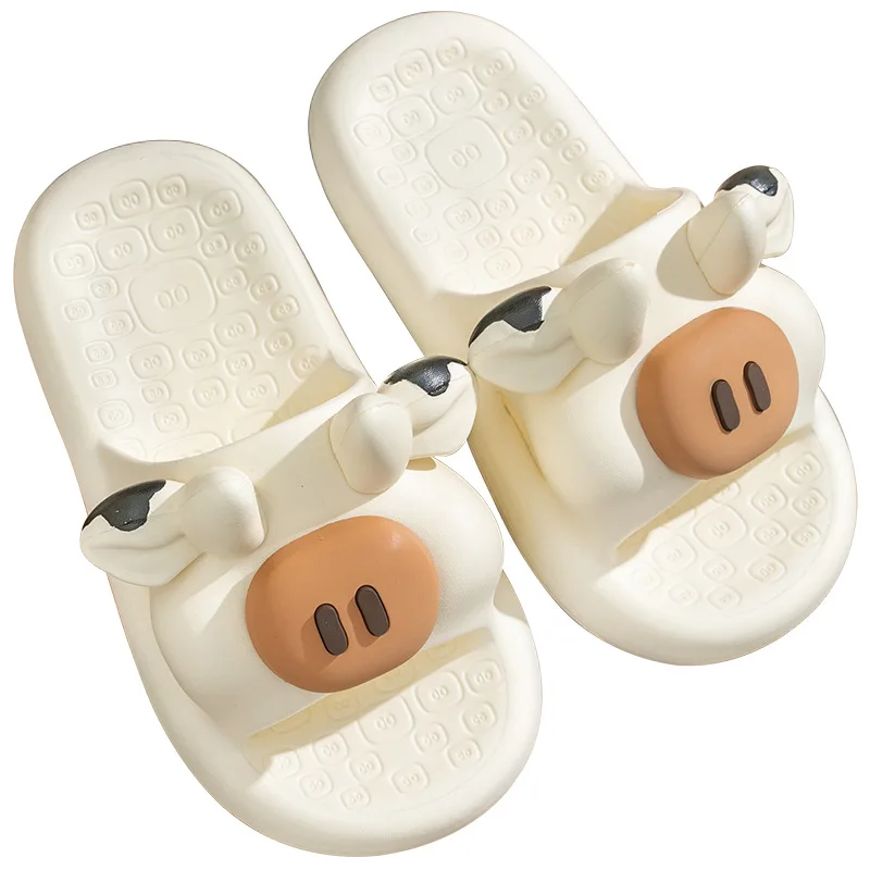 Cartoon cute slippers women Cow Pig slippers Platform Indoor Home Bath Women slippers EVA Non slip Massage Couple summer sandals