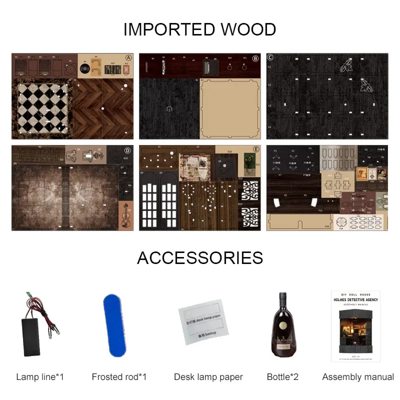 Custom 3d wooden puzzle DIY Book nook mini detective agency Bookshelf Insert Build-Creativity Kit Dollhouse handmade Bookend