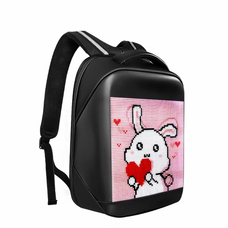 Advertising Display LED Backpack Outdoor Walking School Bag Full Color Screen Smartphone Programmable LED Backpack Portable Bag