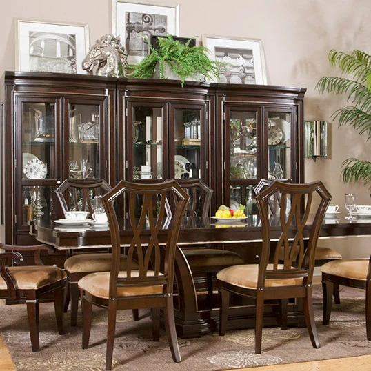 MZFD завод Европы деревянный длинный стол наборы мебели коричневый длинный стол и кожаные стулья индивидуальный дом китайская мебель