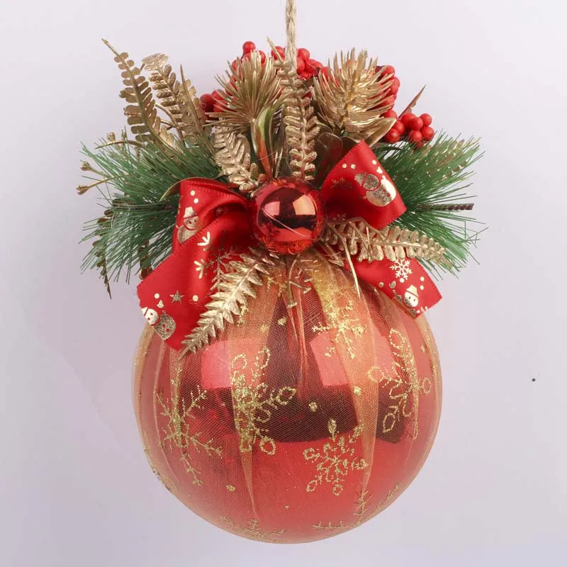 Christmas 2024 8cm Christmas Balls For Xmas Tree Decoration Christmas Ball With Red Berries Pinecone And Leaves