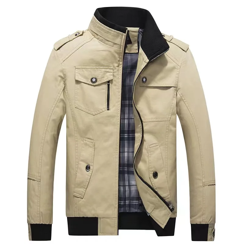 mens cotton jacket without hood hight quality fabric coat with button relaxation outdoor jacket