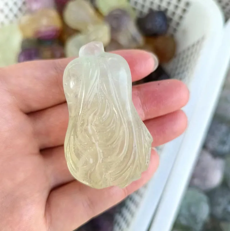 Selling new natural fluorite cabbage carved natural crystal accessories for gifts