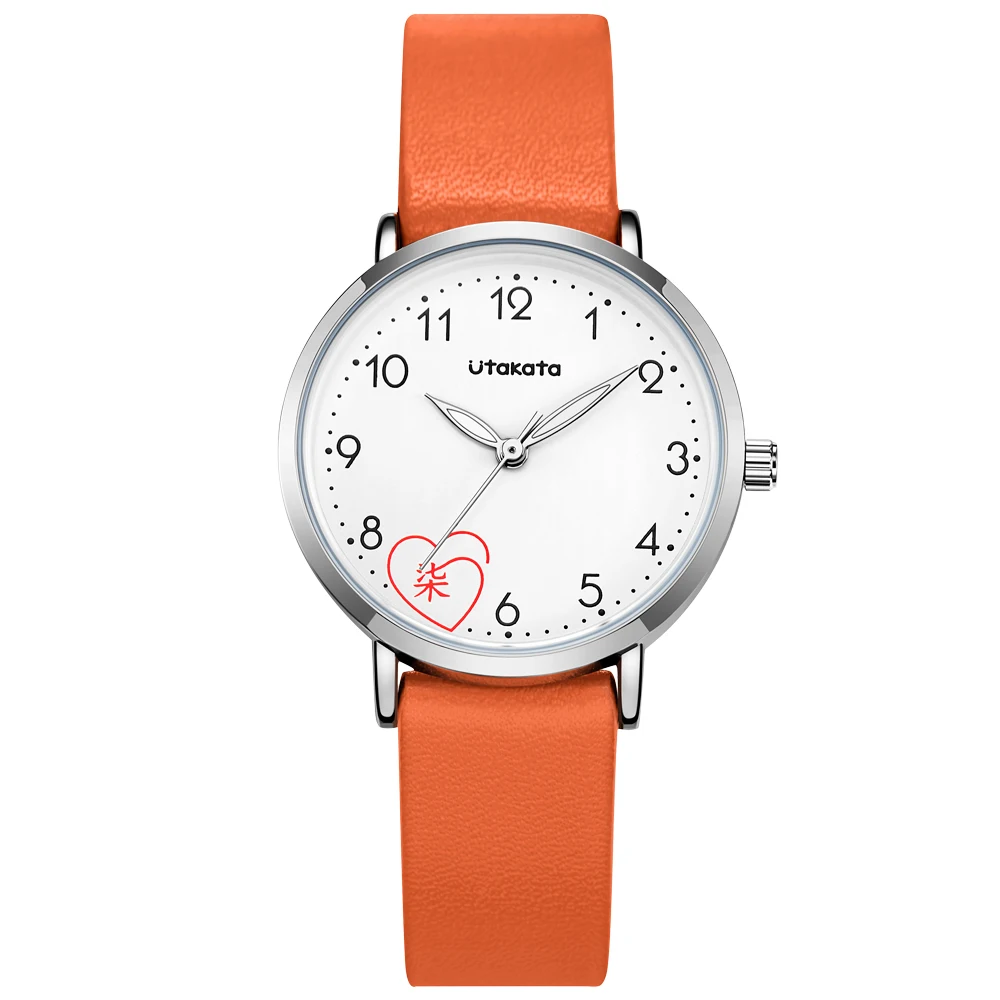 Utakata Factory Price Child Watch Soft Leather Band Wrist Watch Kids Watches For Girls A0003