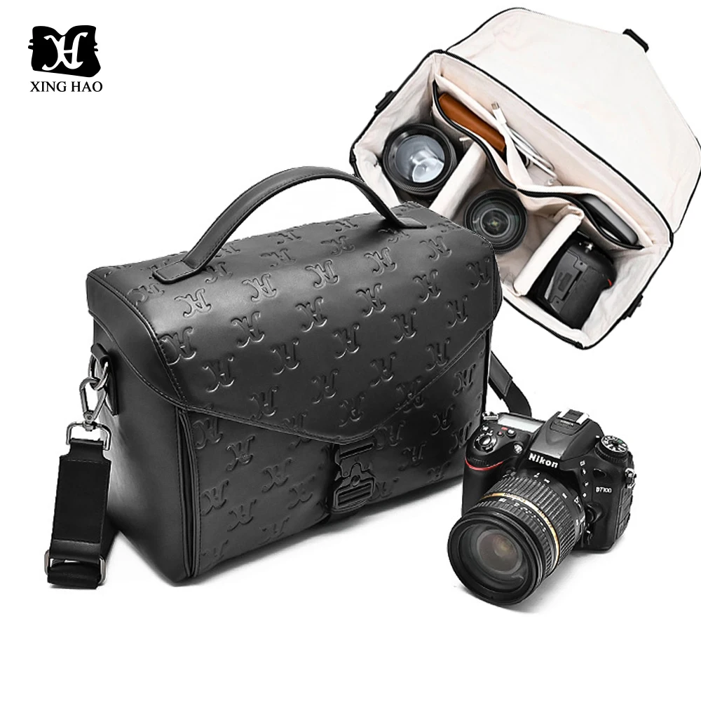 High quality logo custom leather camera backpack professional digital gear camera bag for photography