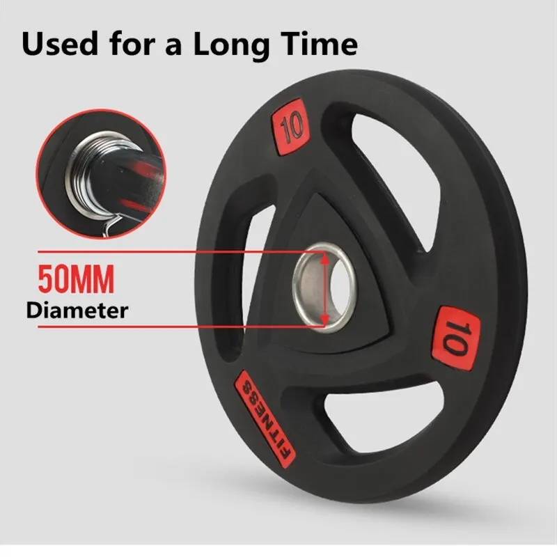 2.5-20kg Gym Fitness Rubber-covered Barbell Disc Plates Apply to 50mm Diameter Pole Lift Training Equipment Weight Exercise