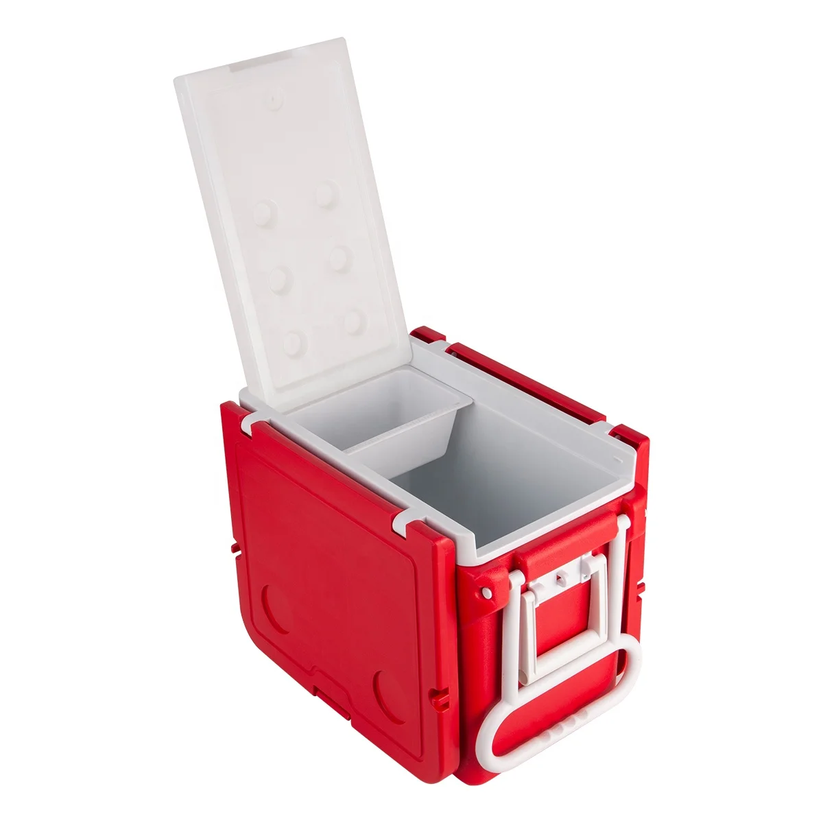 High Quality Plastic Folding Outdoor Hand-pulled Refrigerated Storage Box With Rollers Cooler Box Table