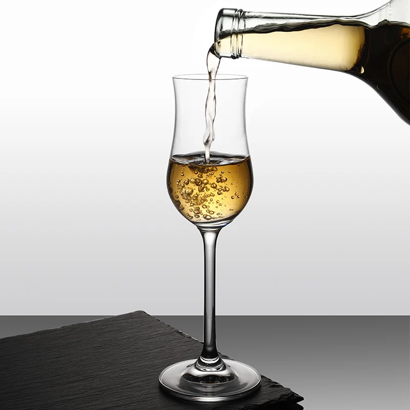 
Wholesale a variety of styles long handle wine flavor goblet crystal wine tasting guide glass tulip grappa glass 