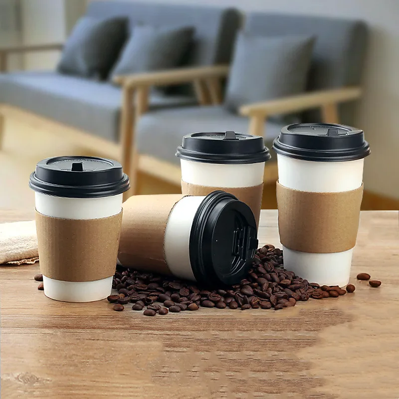 OEM ODM coffee paper cups lid sleeve single double wall environmental protection custom printing paper cup logo size paper cup