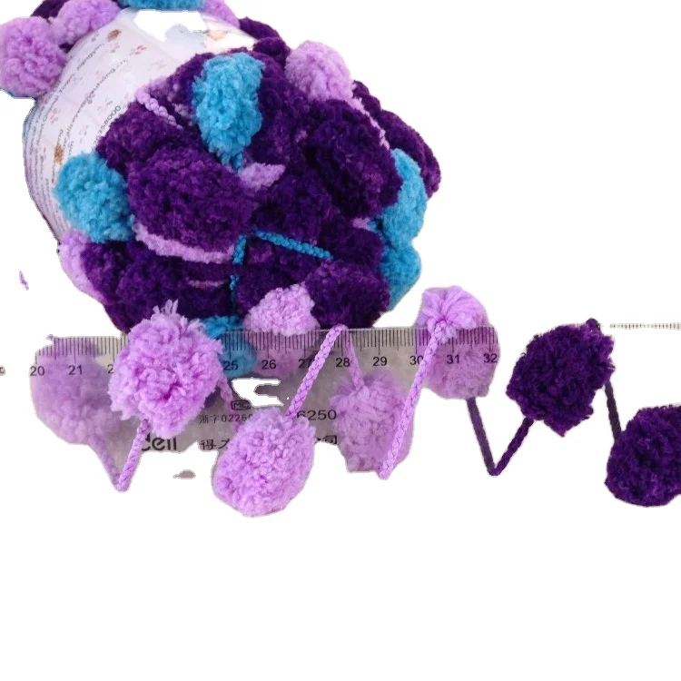 Полиэфирная пряжа с большими помпонами для ручного вязания