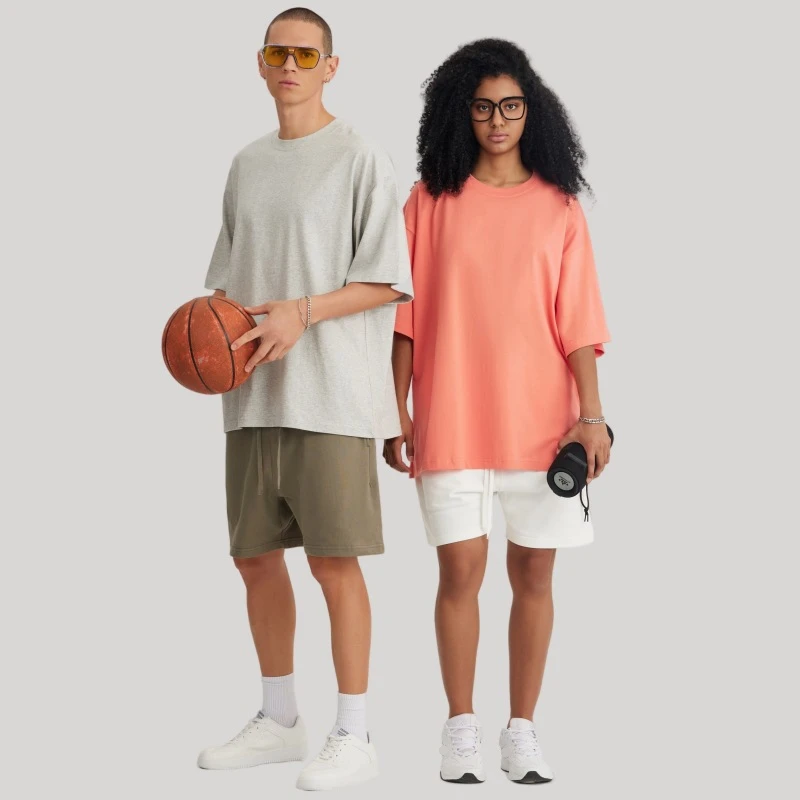 Manufacturer 245 GSM Blank Box Tee Shirt Boxy Fit Crop TShirt Oversized Heavyweight 100% Cotton T-Shirt Men