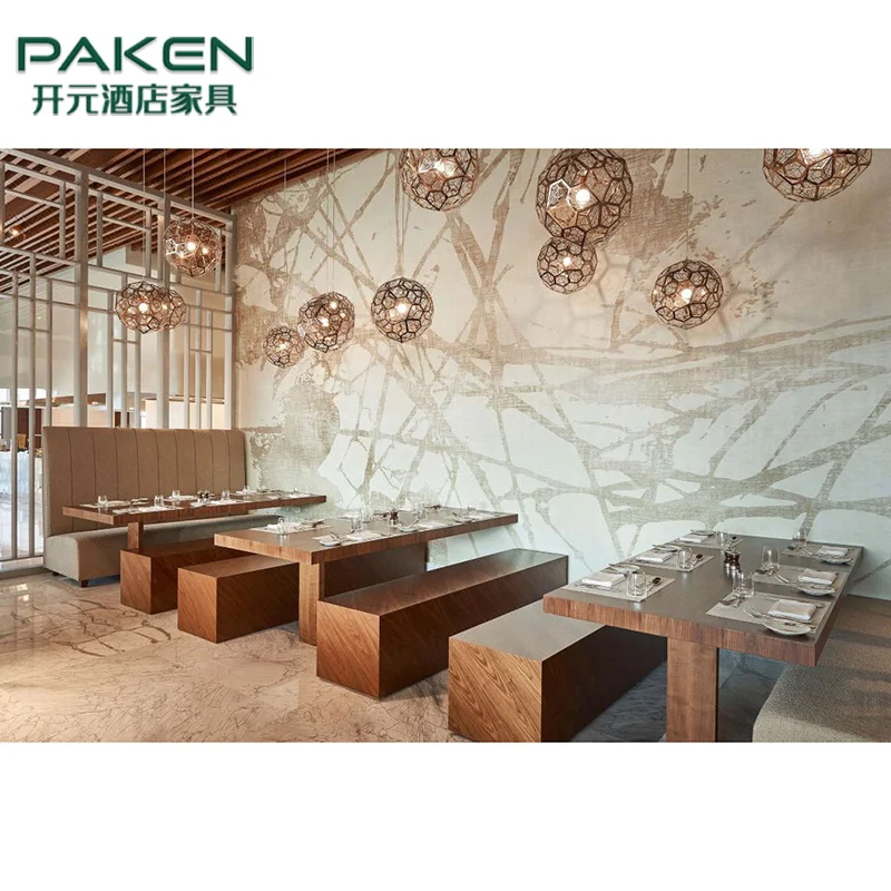 Hilton Dubai Commercial 5 Star Hotel Furniture Wooden Restaurant Table And Chair