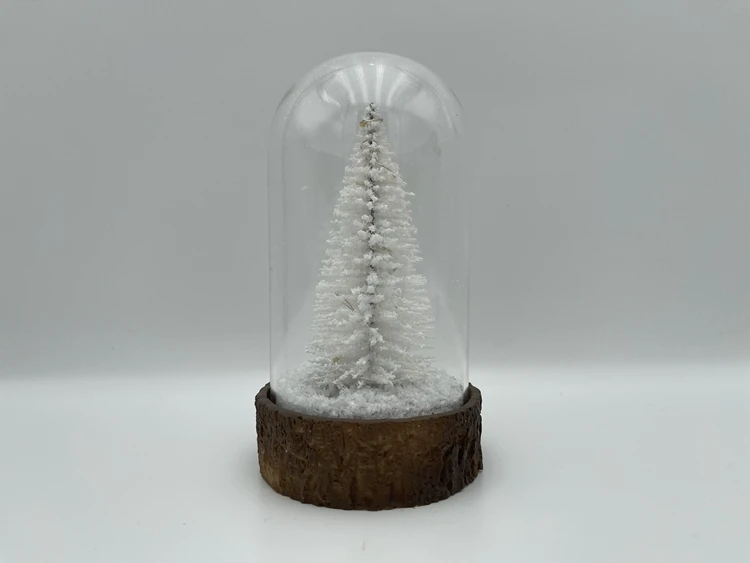 White Christmas Tree LED glass dome Christmas gift home decoration For Sale
