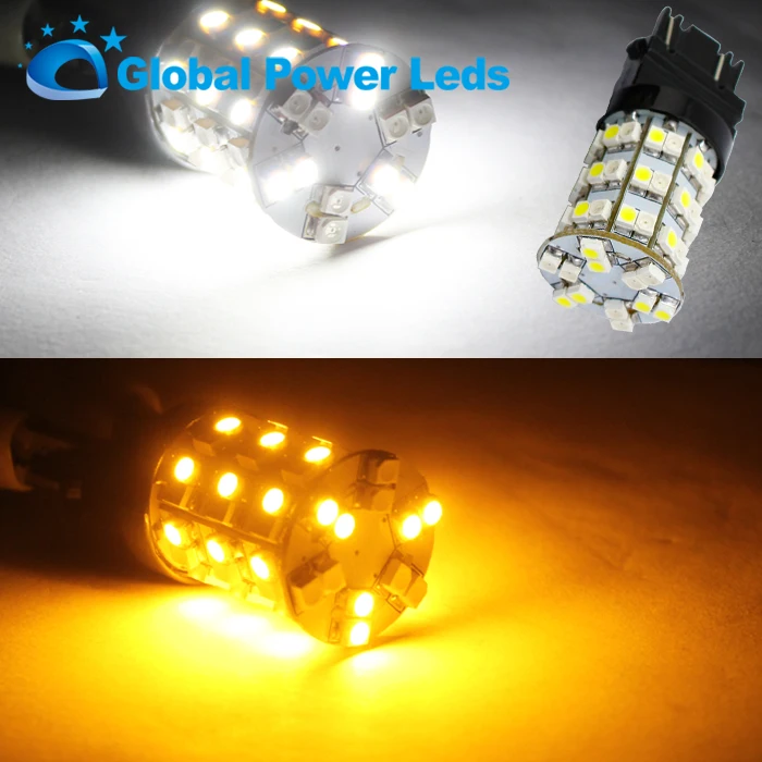 
China wholesale price 3157 P27 60smd high brightness dual color auto led tail light brake light bulbs led 12V 