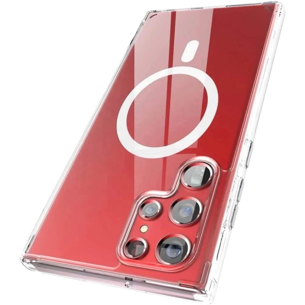 Best selling Transparent Magnetic Wireless Charging Magnet Mobile Phone Case Cover For Samsung Galaxy S22 S22+ S22 Plus Ultra