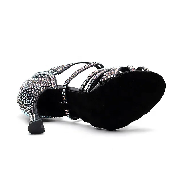 Ladies Latin Dance Shoes 1046 Silk Satin Rhinestone 9cm Heel