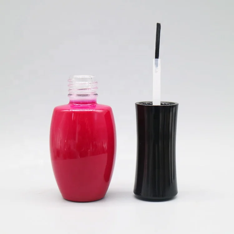 Fancy design 8ml Empty red Varnish nail gel polish bottle nail polish glass bottle manufacturer with black cap brush