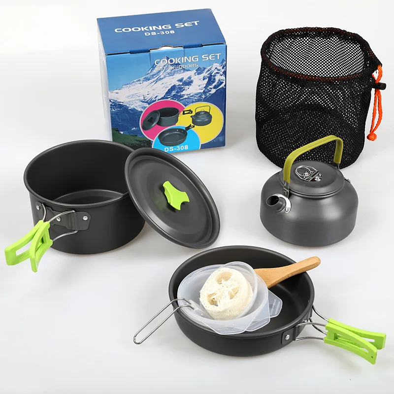 Ultra Light Aluminum Alloy Camping Cookware UtensilsOutdoor Cooking Teapot Picnic Tableware Kettle Pot