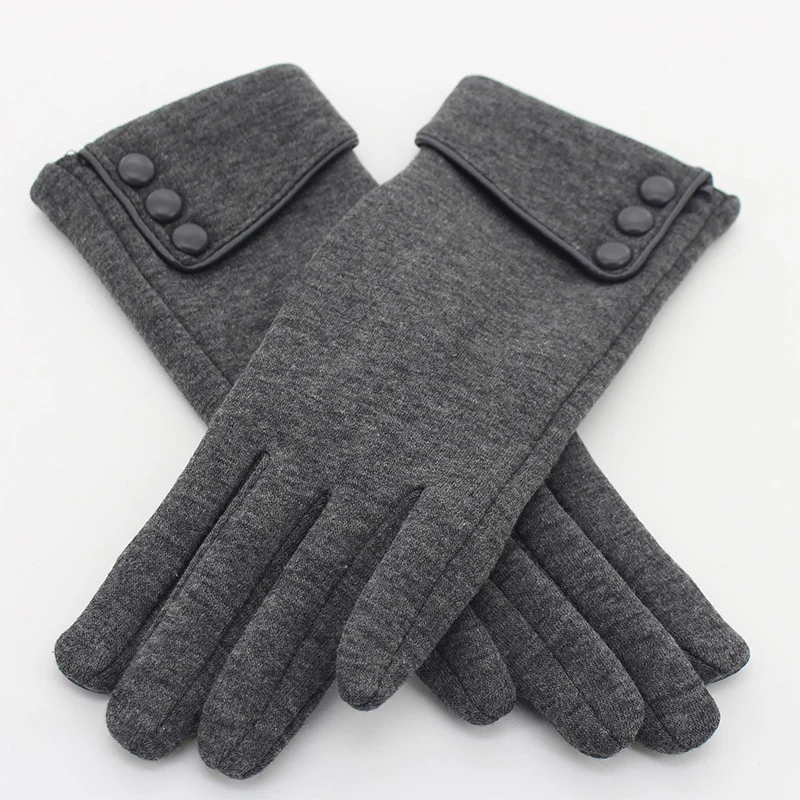 Faux Suede Glove with Button decoration on the cuff