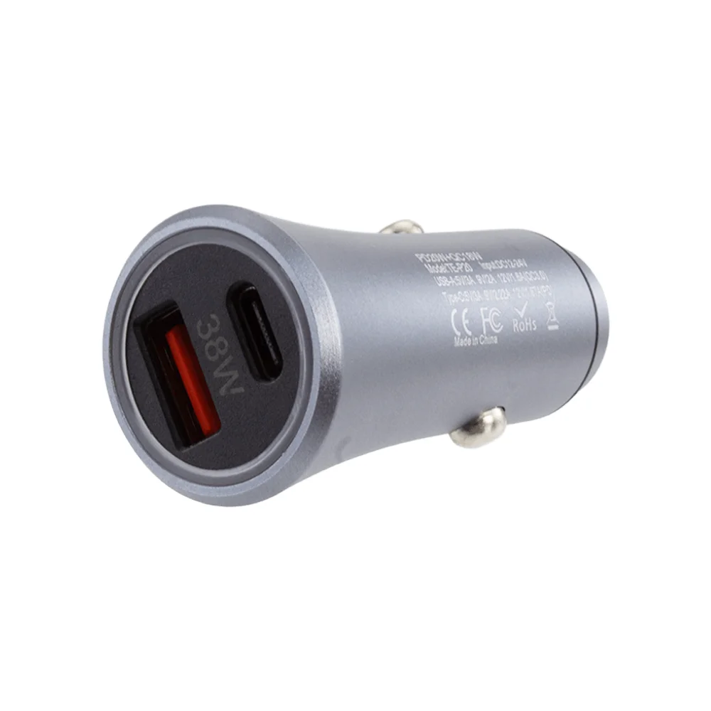 38 Вт двойной порт Type C USB Электрическое автомобильное зарядное устройство PD 20 QC 3 0 быстрое