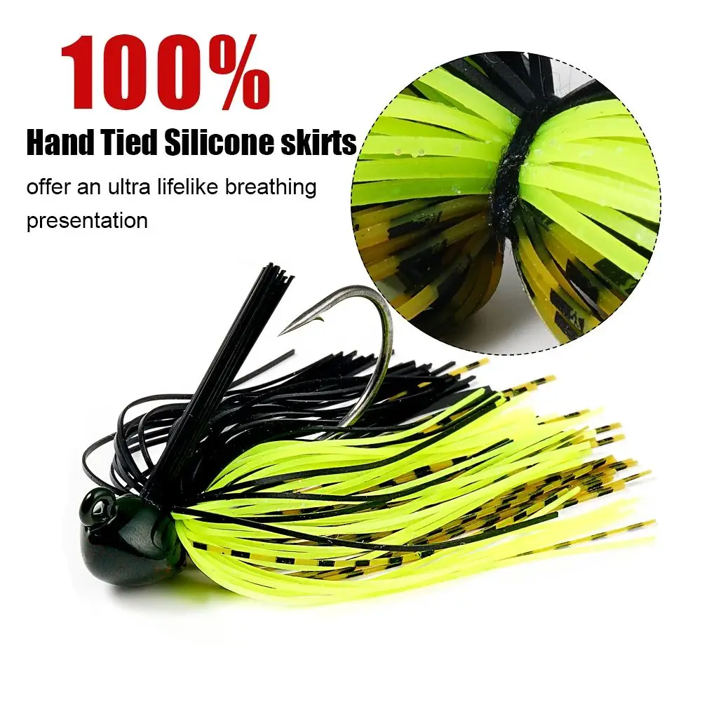 7g 10g 14g Sea Bass Lead Hook Silicone Skirt Anti-hanging Bottom Flipping Freshwater Jig Lead Hook Buzz Bait Fishing Lure