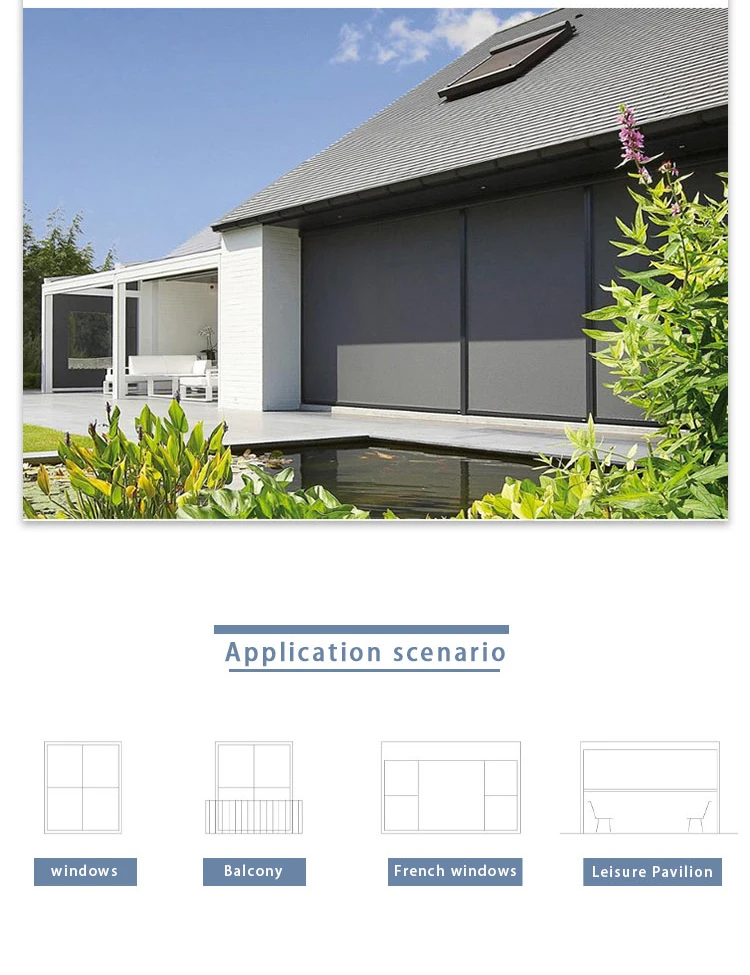 Automatic Remote Control Adjustable Smart Garden Blinds Anti-mosquito Shutter Zipper Track Screen Patio Outdoor Roller Blinds