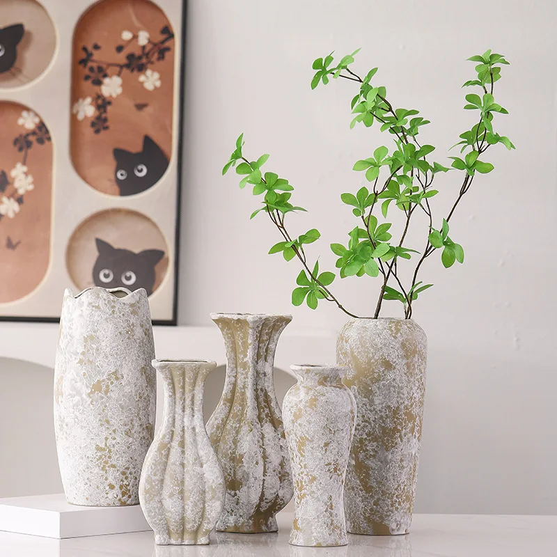 New Creative Wabi Sabi Style Ceramic Vase Living Room Homestay Luxury Decor Home Hotel Art Flower Arrangement Decoration