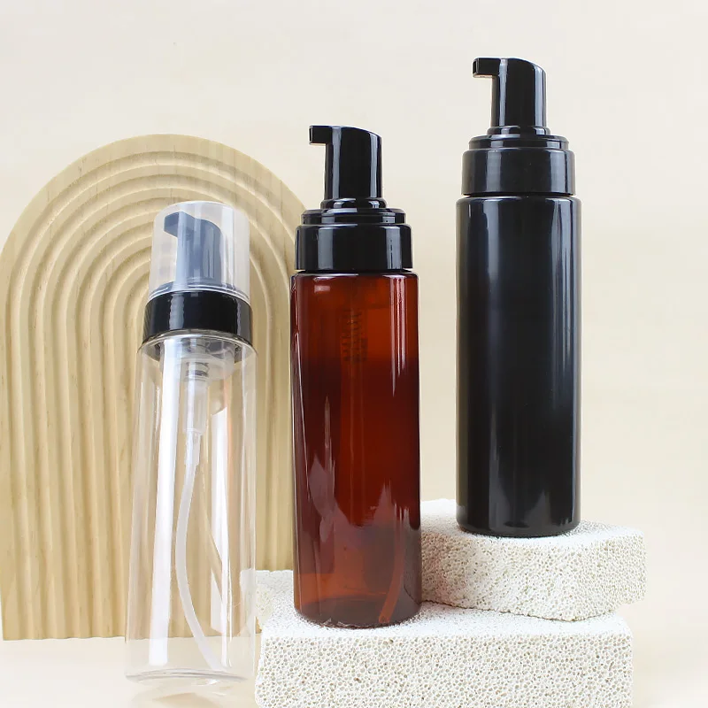 250ml Plastic PET Liquid Soap Bottles Packaging White Black Amber Foam Pump Bottle Soap
