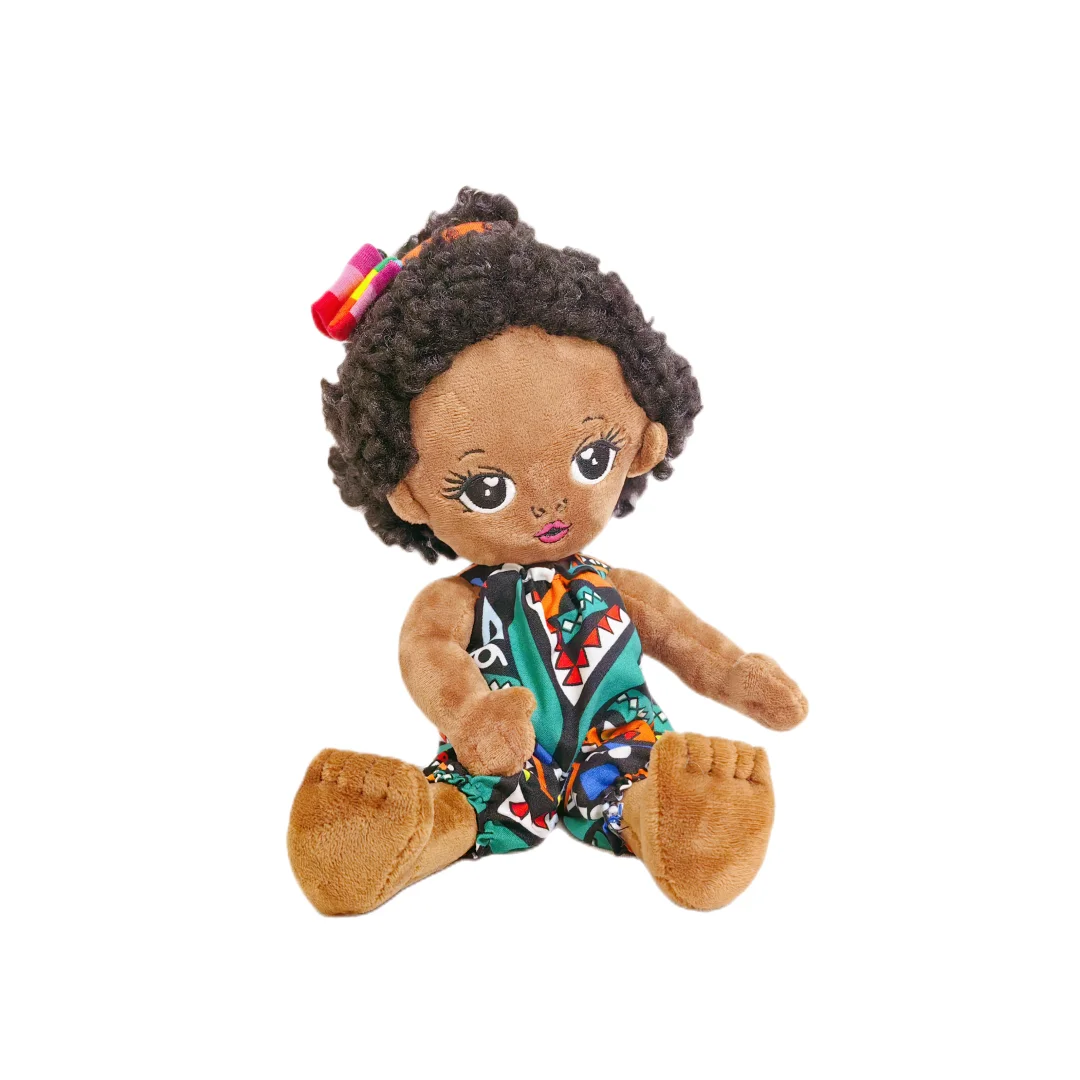 Custom Plush Doll Soft Black African American Dress Up Cute Cloth Rag Doll