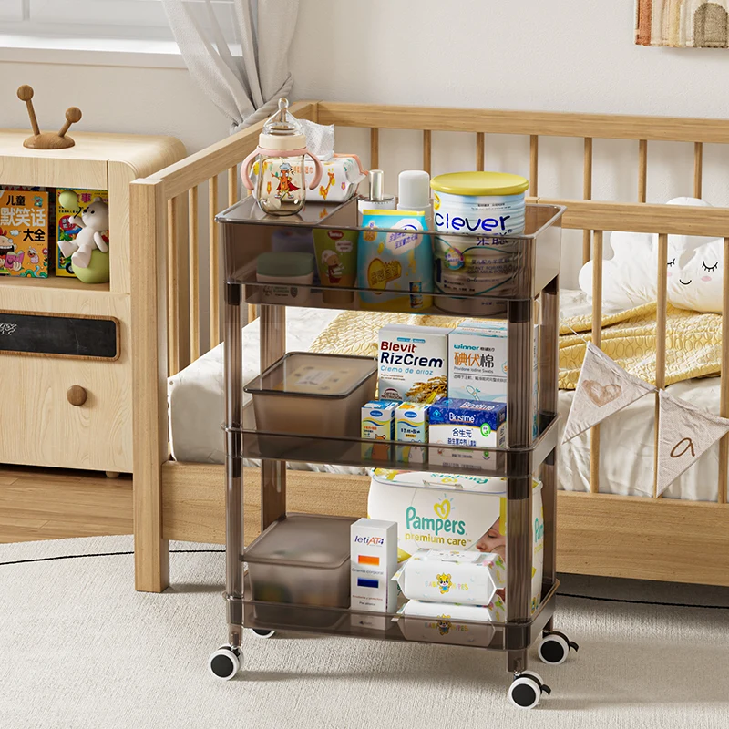 HAIXIN 3 Layer Snacks Storage Rack Kitchen Trolley Plastic 3 Tier Rolling Storage Cart Organizer Utility Trolley With Wheel