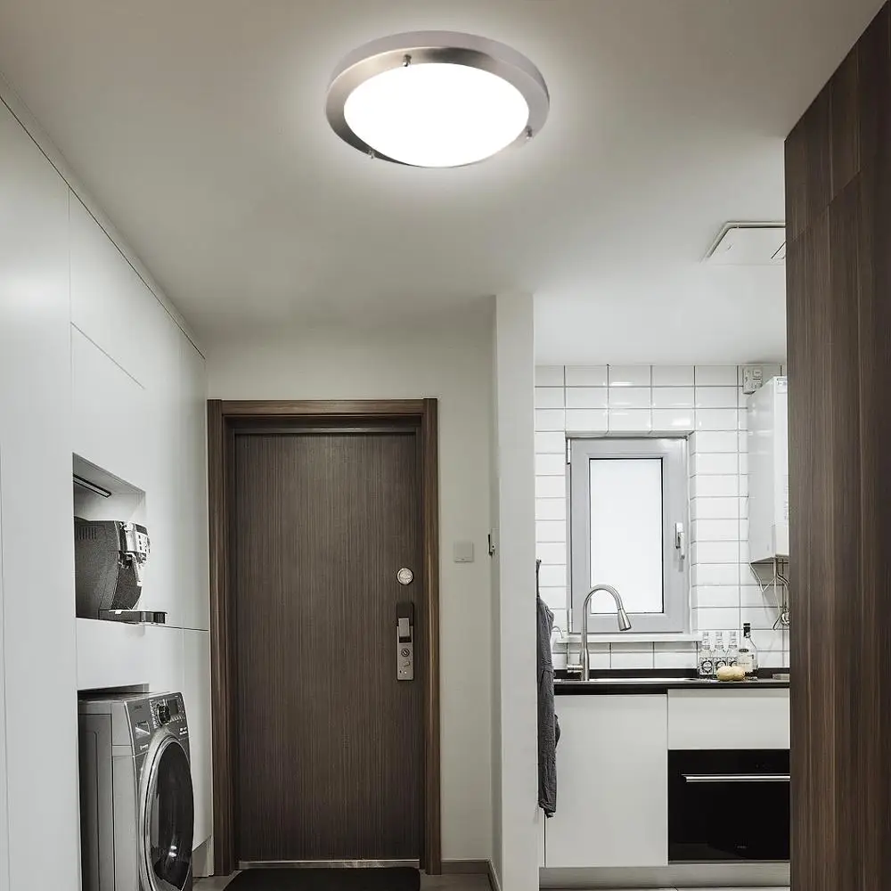 IMVSINCERE LED 12W IP44 Glass Ceiling Lights, 18cm, 4000K, 600LM, Lighting for Bathroom, Kitchen, Hallway, Office, Corridor, F