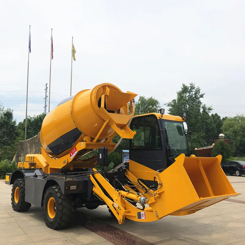 HANK Multi function four wheel self loading mobile concrete mixer truck