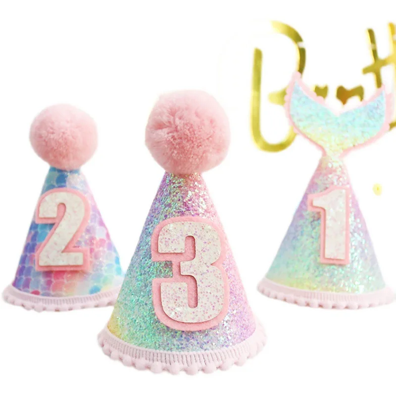 Happy baby baby birthday party crown newborn baby party decoration rose glitter hairpin