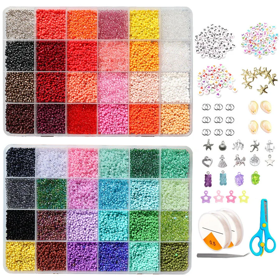 36,000pcs two boxes 48 color 2mm glass seed beads 11/0 seed beads