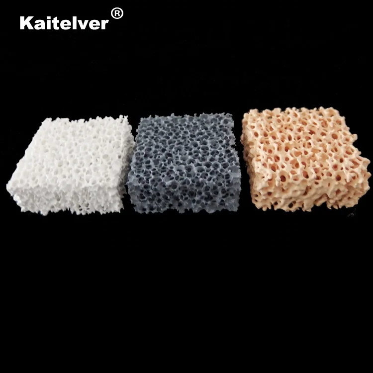 Ceramic foundry/casting foam filter (Al2O3, Sic, ZrO2, MgO) for metallic liquid filtration