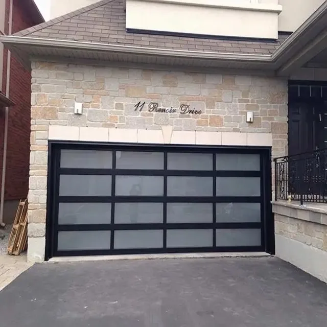 12X12 Beautiful Transparent Frosted Plexiglass Glass Aluminium Dual Panel Tempered Garage Door Price