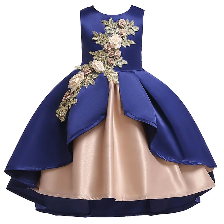 
Kids princess printed flower christmas evening girls party dresses 