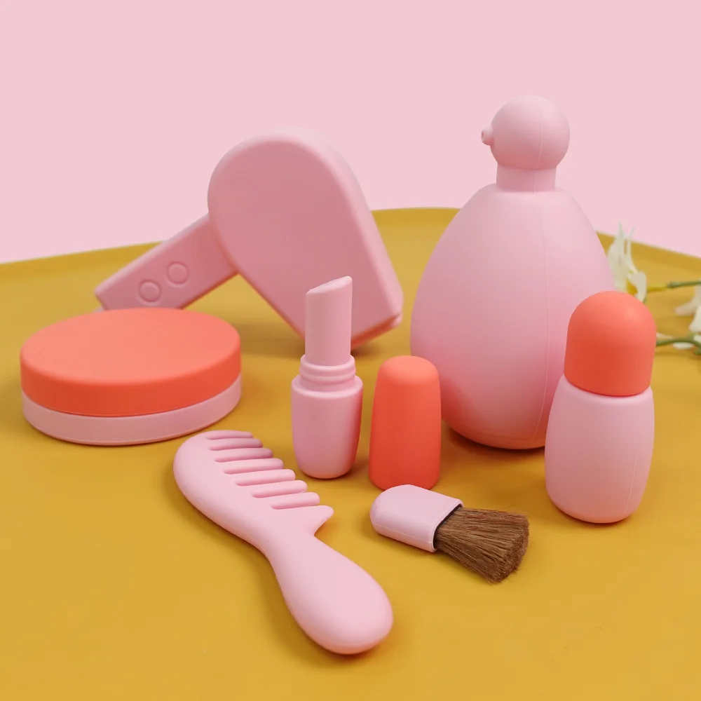 Eco-Friendly Kids Washable Silicone Makeup Girl Toys Children Cosmetic Make Up Set For Toddler Children Pretend Play Toy