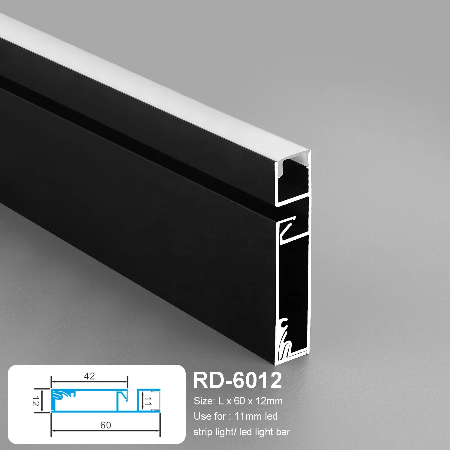 Customized New LED Aluminum Baseboard With Black Upward Illumination For Corridor Indoor