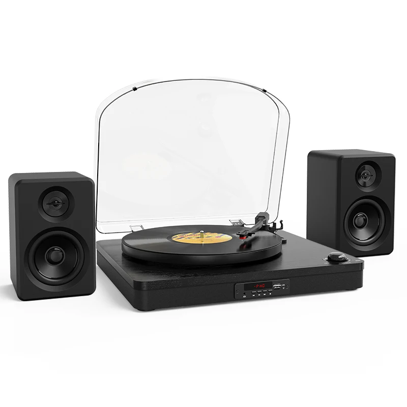 Factory Price Bluetooth  Vinyl Turntable Player Record Player Dust Cover  Home Audio Hifi  Stereo Speakers