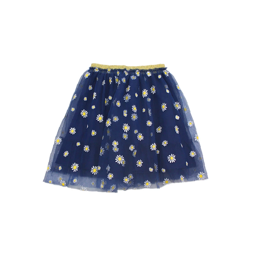 
Very popular Children Day flower print soft tulle elastic waist short kids girls tutu skirts ruffle long skirt for kids girls 