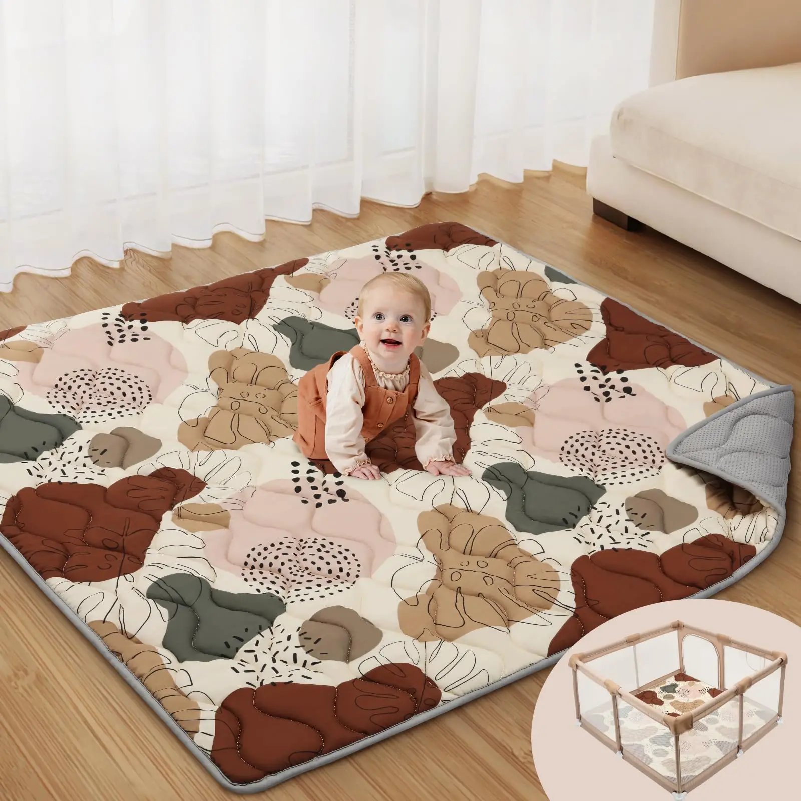 Thicker & Large Crawling Baby Play  Mat Soft Cushioning Foam Play Mats for floor Foldable Washable rug Playpen Mat