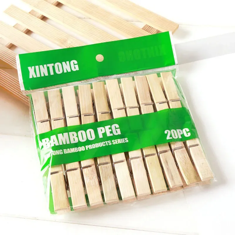 Natural Bamboo Clothespins Multifunction Wooden Clothes Pegs for Office & Household Decorative & Functional Design Factory Price