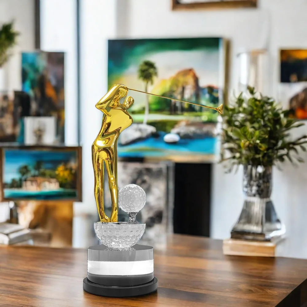 Trophy Business/soucanvas Gift Golf Crystal Ball Glass Globe K9 Crystal World Award with Crystal Customized Star Base for Sports