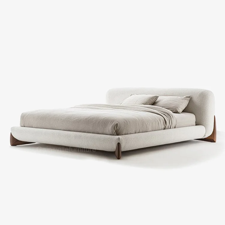 Роскошная двухместная обивка комплект мебели для спальни новейший деревянный современный дизайн кожаная настенная кровать большого размера