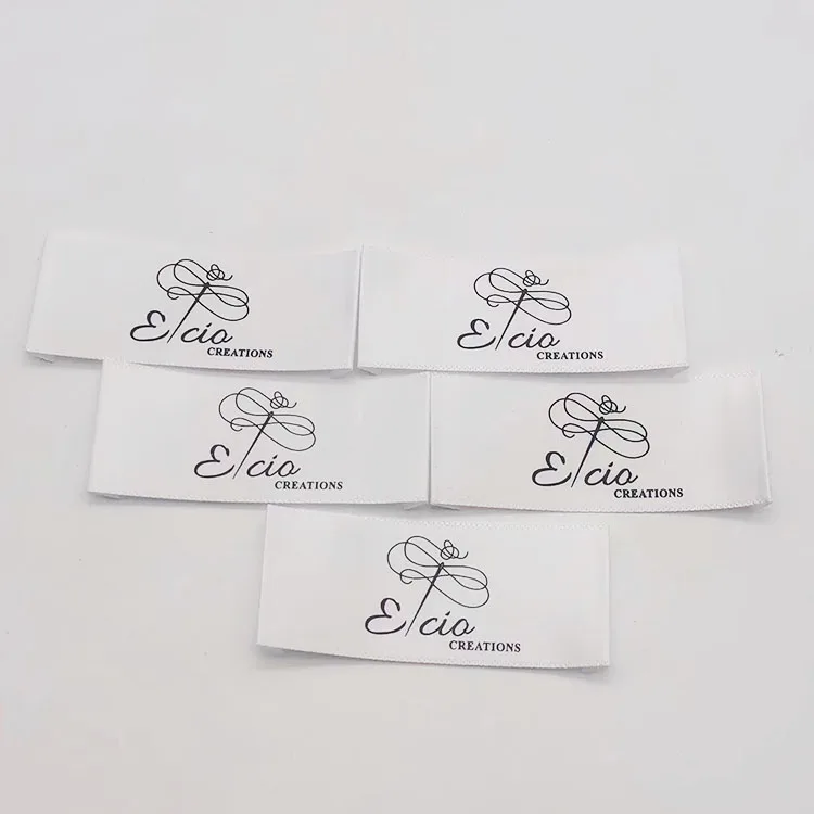Custom Machine Woven Damask Brand Name Neck Tags Labels for T Shirts