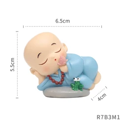 Roogo Practice Of The Little Monk Resin Decor Figurines Cute Little Novice Buddhist Style Handmade Crafts
