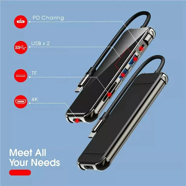 USB 3.0 Hub 6 Port Expander Adapter Multi USB Splitter USB-Hub Card Reader Dock Station For PC