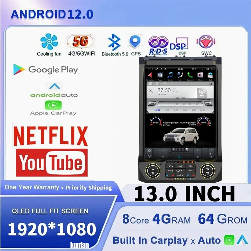 F150 Electronic Audio Player Amplifier Subwoofers GPS Navigation Head Unit WIFI Carply for Ford F 150 Tesla Style Screens Radio