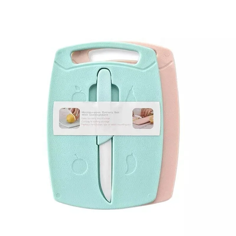 Square Shape Plastic Kitchen Cutting Board, Chopping Boards with Ceramic Knife